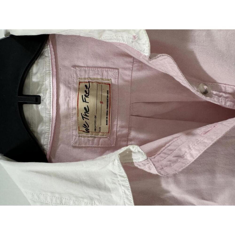 Free People Tommy Oxford Pink and White Tailored Oversized Button Up- Size Small - Picture 5 of 7